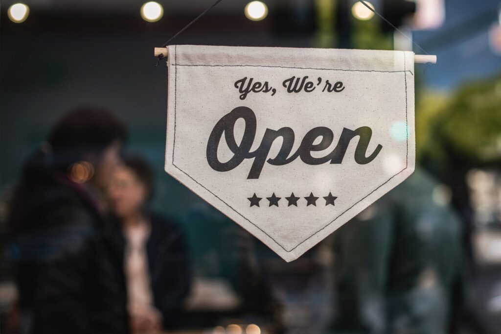 open for business sign